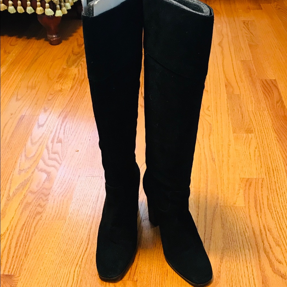 Marc Fisher Black Suede Netty Tall Boots 7.5